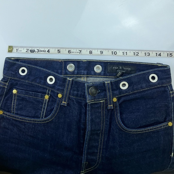Rag & Bone Trompe L’Oeil Indigo Selvedge Cuff Grommet Jeans N248-6 - Picture 6 of 8